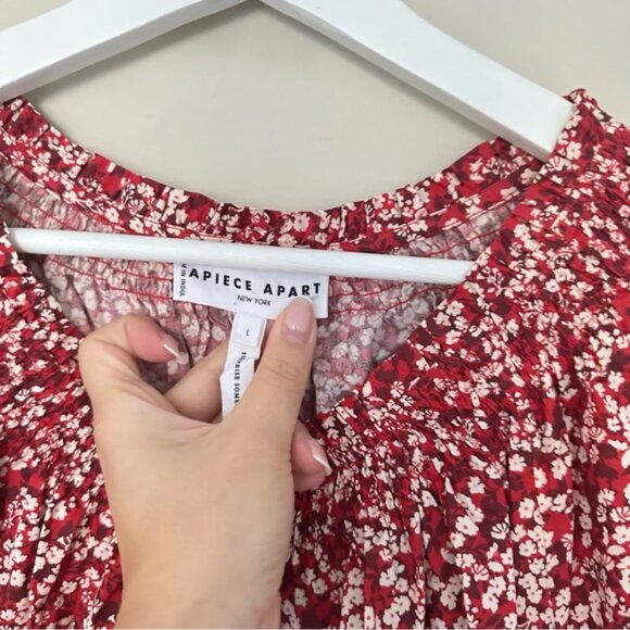 APIECE APART Red Deia Floral Mini Dress size L - Picture 6 of 8